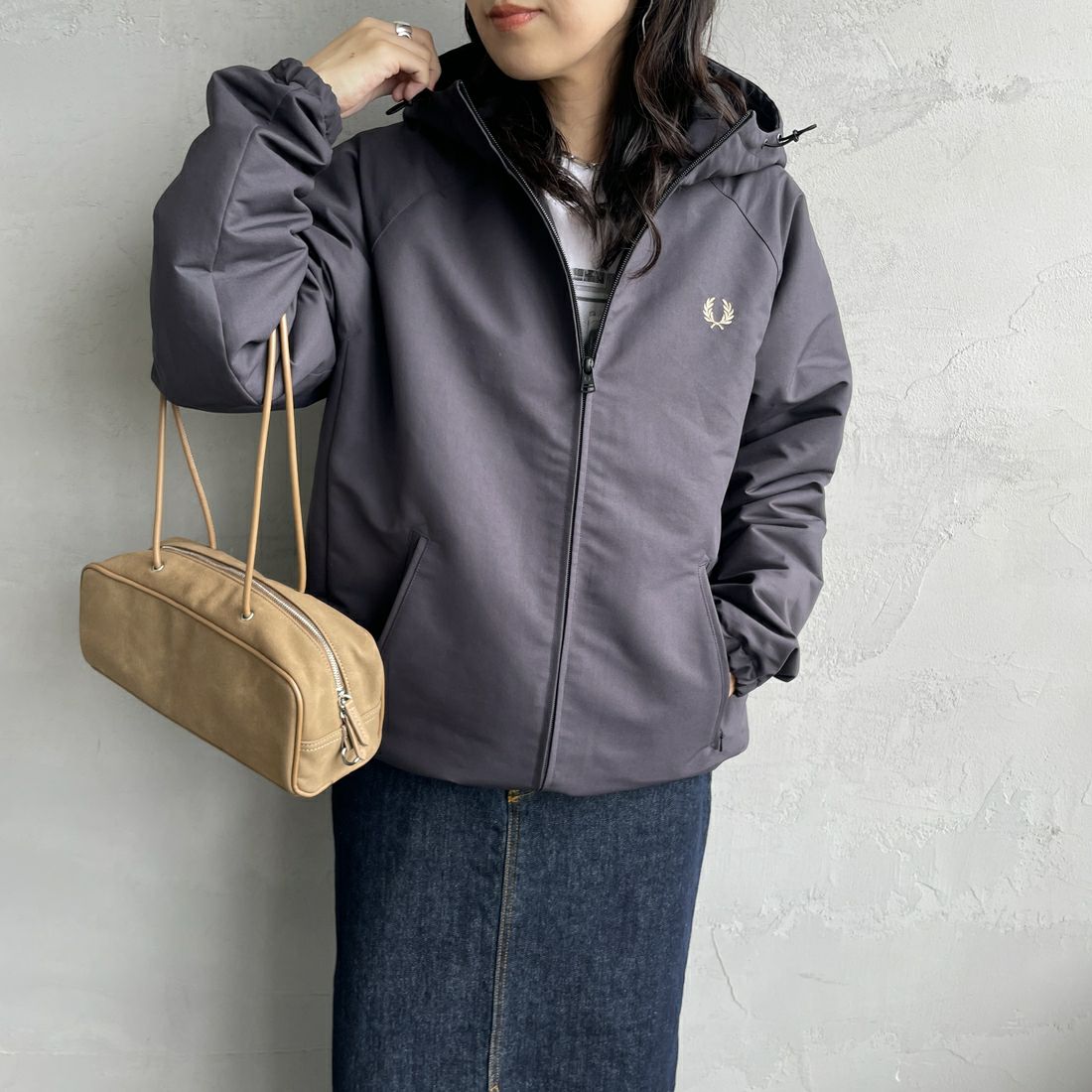 FRED PERRY [フレッドペリー] 別注 パデッドフーデッドシェルジャケット [FPM-25A-24JF] BLK/SHADED