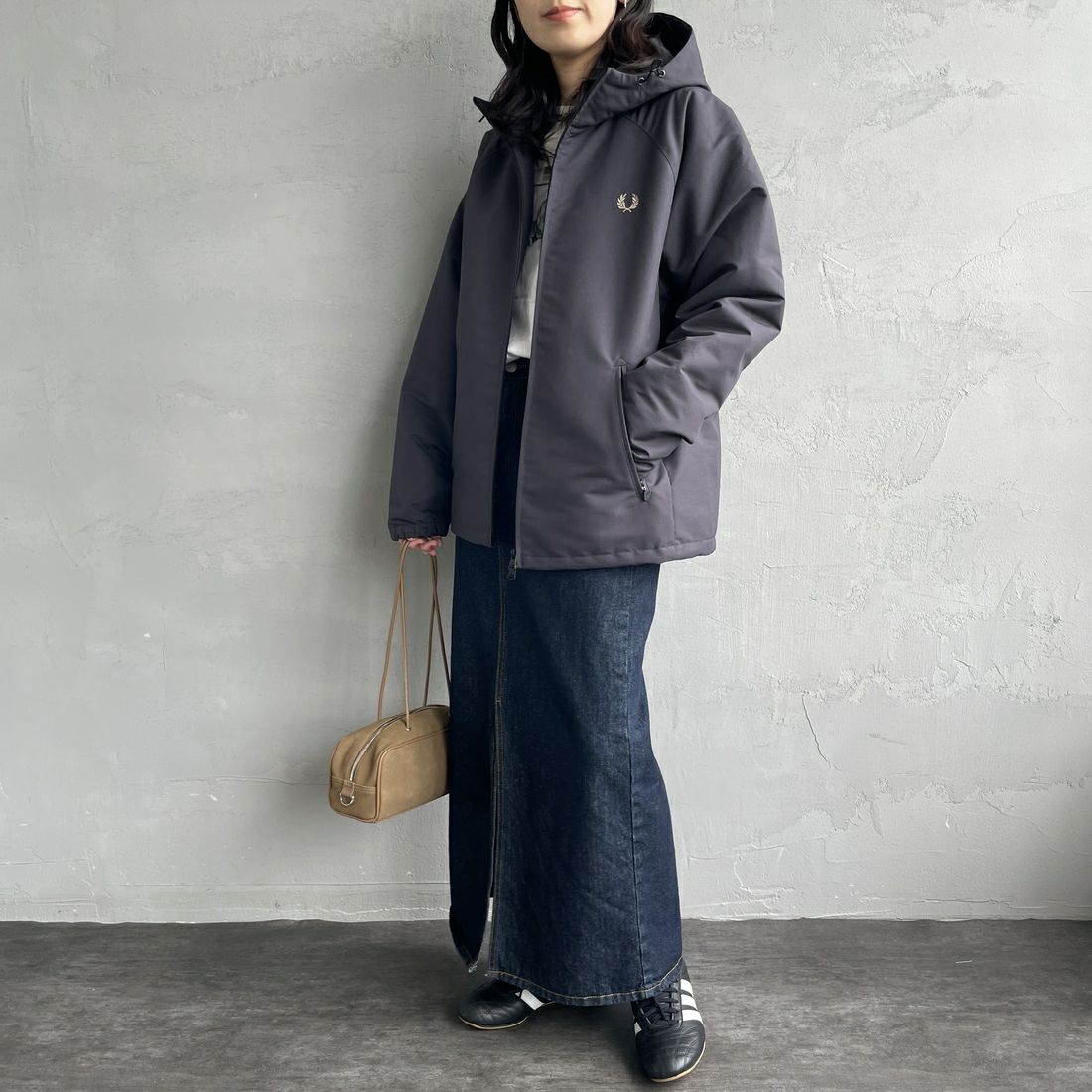 FRED PERRY [フレッドペリー] 別注 パデッドフーデッドシェルジャケット [FPM-25A-24JF] BLK/SHADED