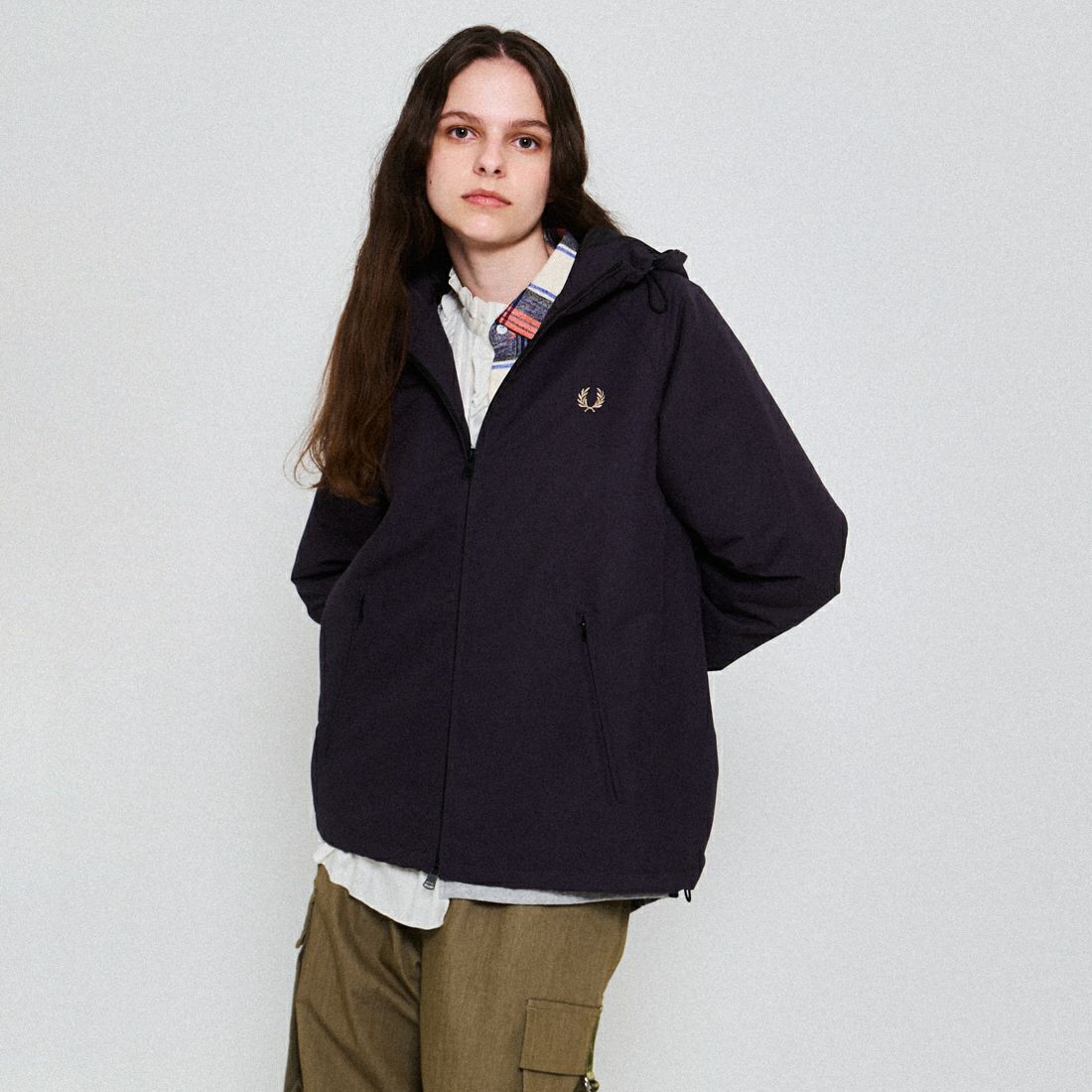 FRED PERRY [フレッドペリー] 別注 パデッドフーデッドシェルジャケット [FPM-25A-24JF] BLK/SHADED