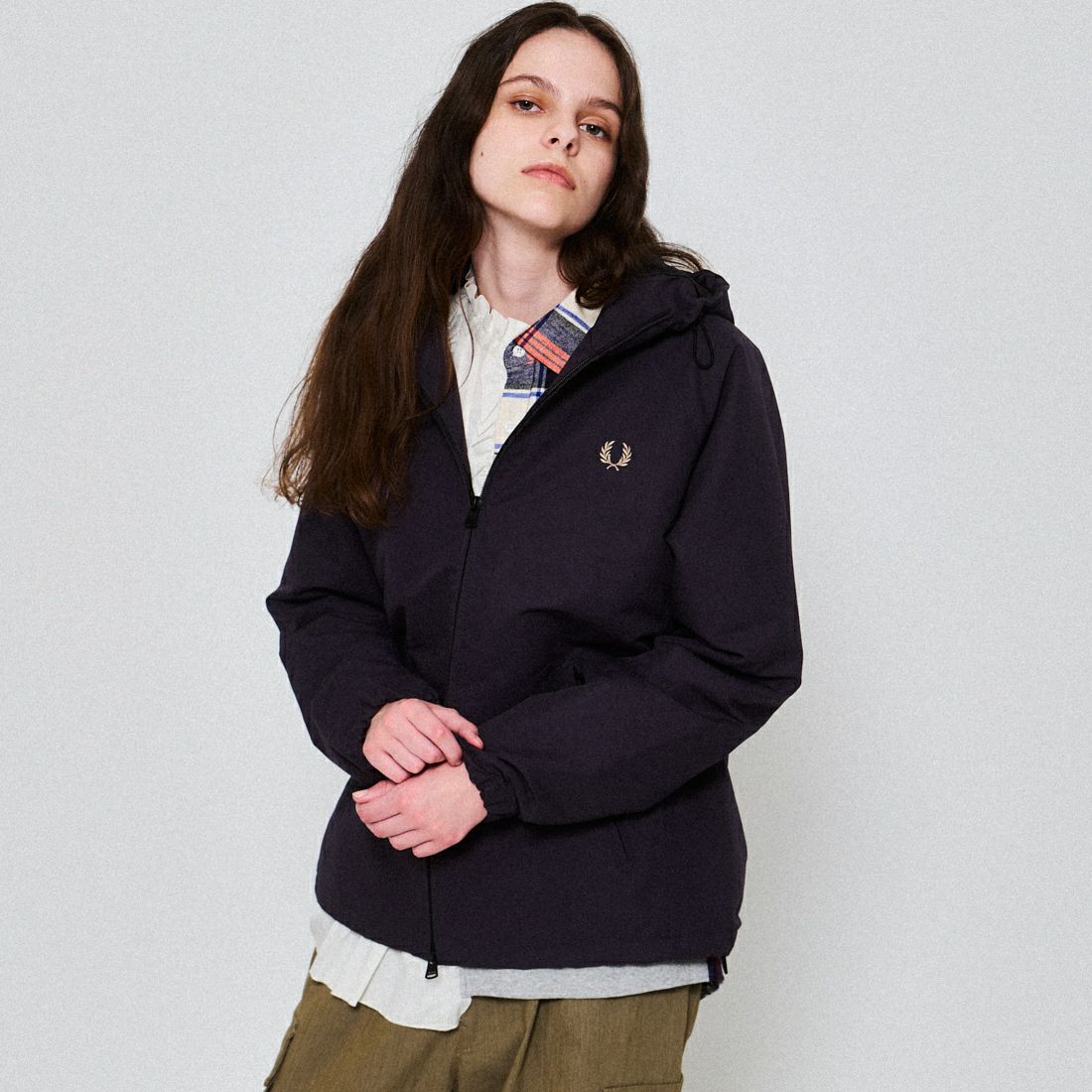 FRED PERRY [フレッドペリー] 別注 パデッドフーデッドシェルジャケット [FPM-25A-24JF] BLK/SHADED