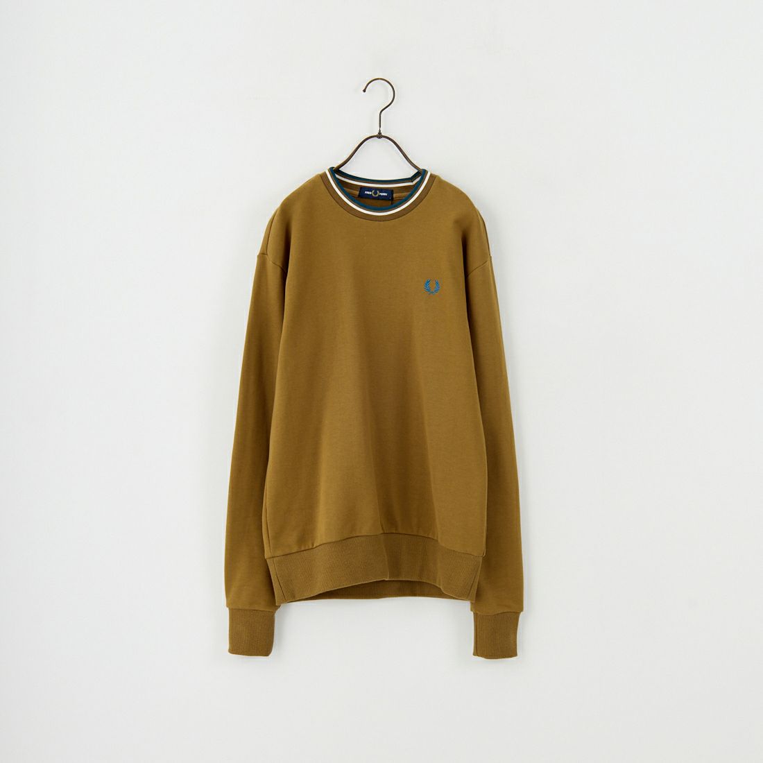 FRED PERRY [フレッドペリー] 別注 ツインティップライン ワンポイントロゴ刺繍クルーネックスウェット [FPM-25A-025JF] SHADED STO