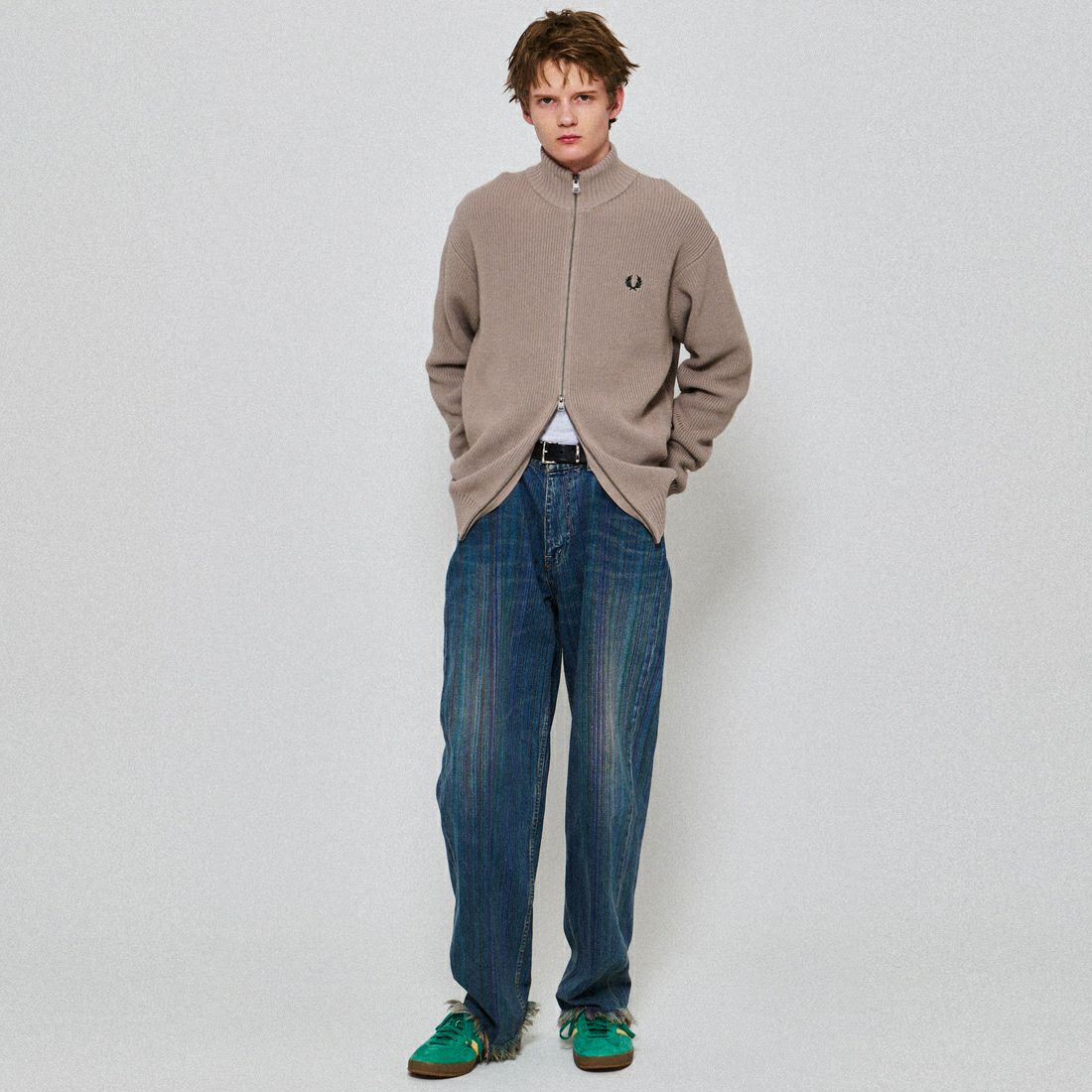 FRED PERRY [フレッドペリー] 別注 ドライバーズニット [FPM-25A-028JF] WARM OAT/B