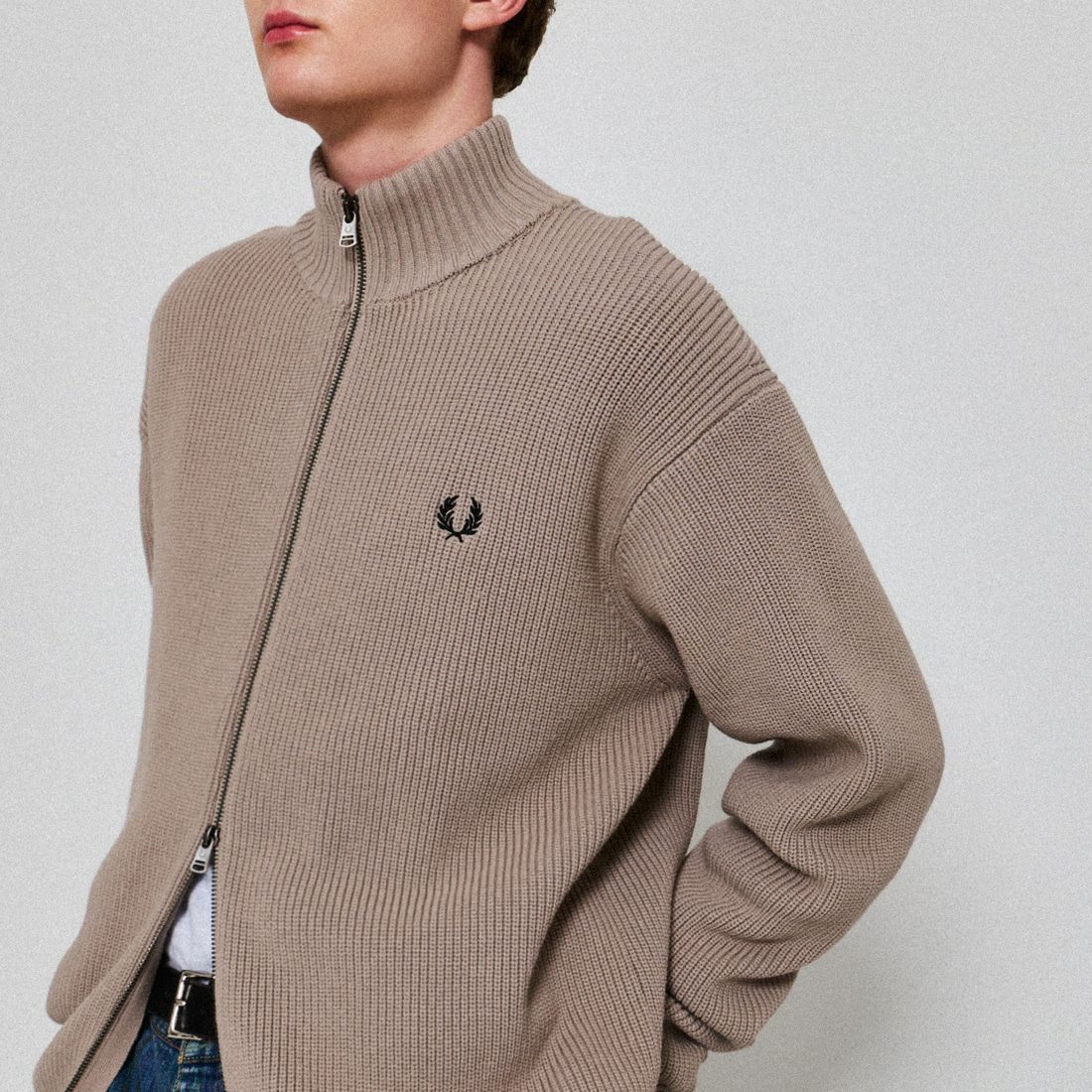 FRED PERRY [フレッドペリー] 別注 ドライバーズニット [FPM-25A-028JF] WARM OAT/B