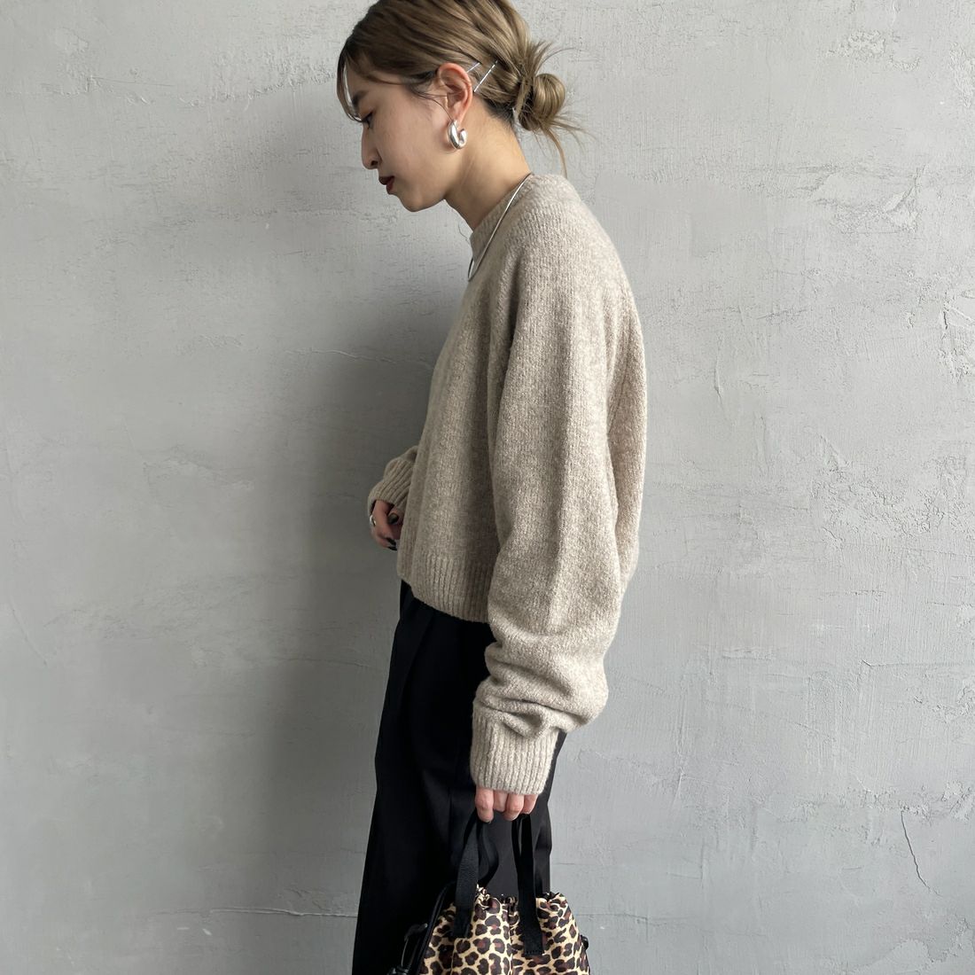 FRED PERRY [フレッドペリー] クロップドセーター [K1115] Z45 WARM O &&モデル身長：150cm 着用サイズ：10&&