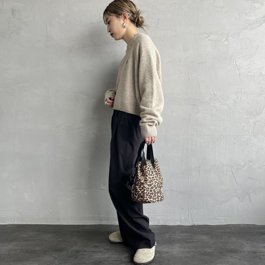 FRED PERRY [フレッドペリー] クロップドセーター [K1115] Z45 WARM O &&モデル身長：150cm 着用サイズ：10&&
