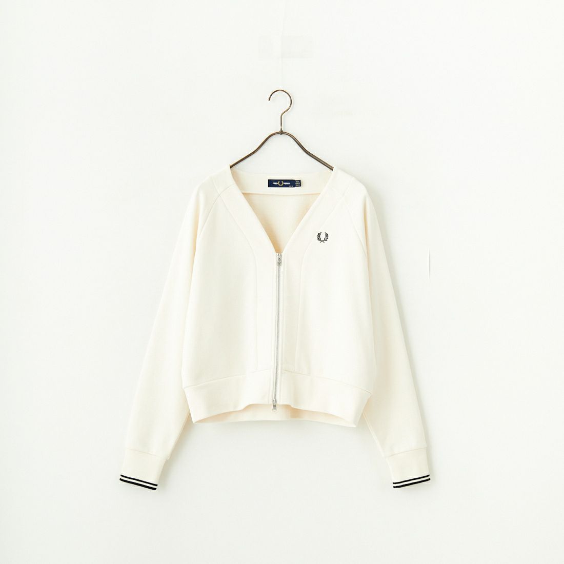 FRED PERRY [フレッドペリー] Vネックジップスルーカーディガン [G1151] 560 ECRU