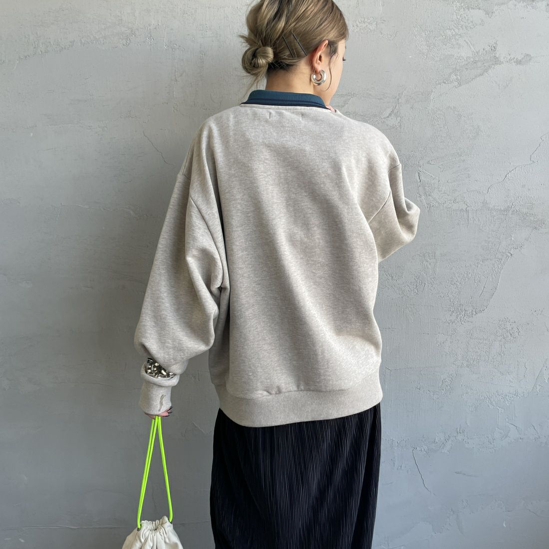 FRED PERRY [フレッドペリー] ハーフジップ ポロスウェットシャツ [G1149] Z45 WARM O &&モデル身長：150cm 着用サイズ：10&&