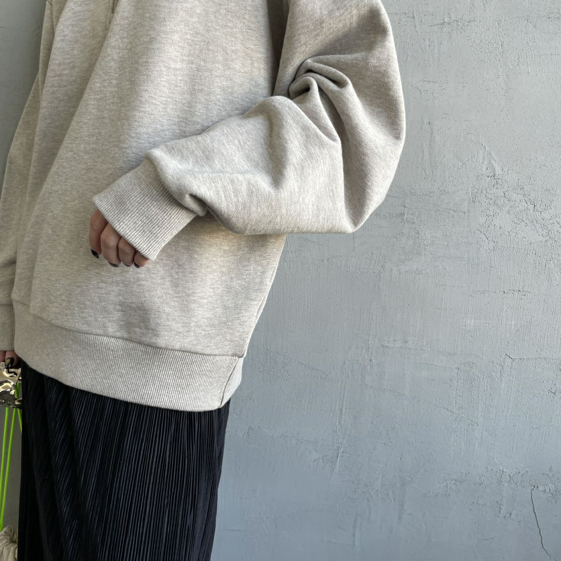 FRED PERRY [フレッドペリー] ハーフジップ ポロスウェットシャツ [G1149] Z45 WARM O &&モデル身長：150cm 着用サイズ：10&&