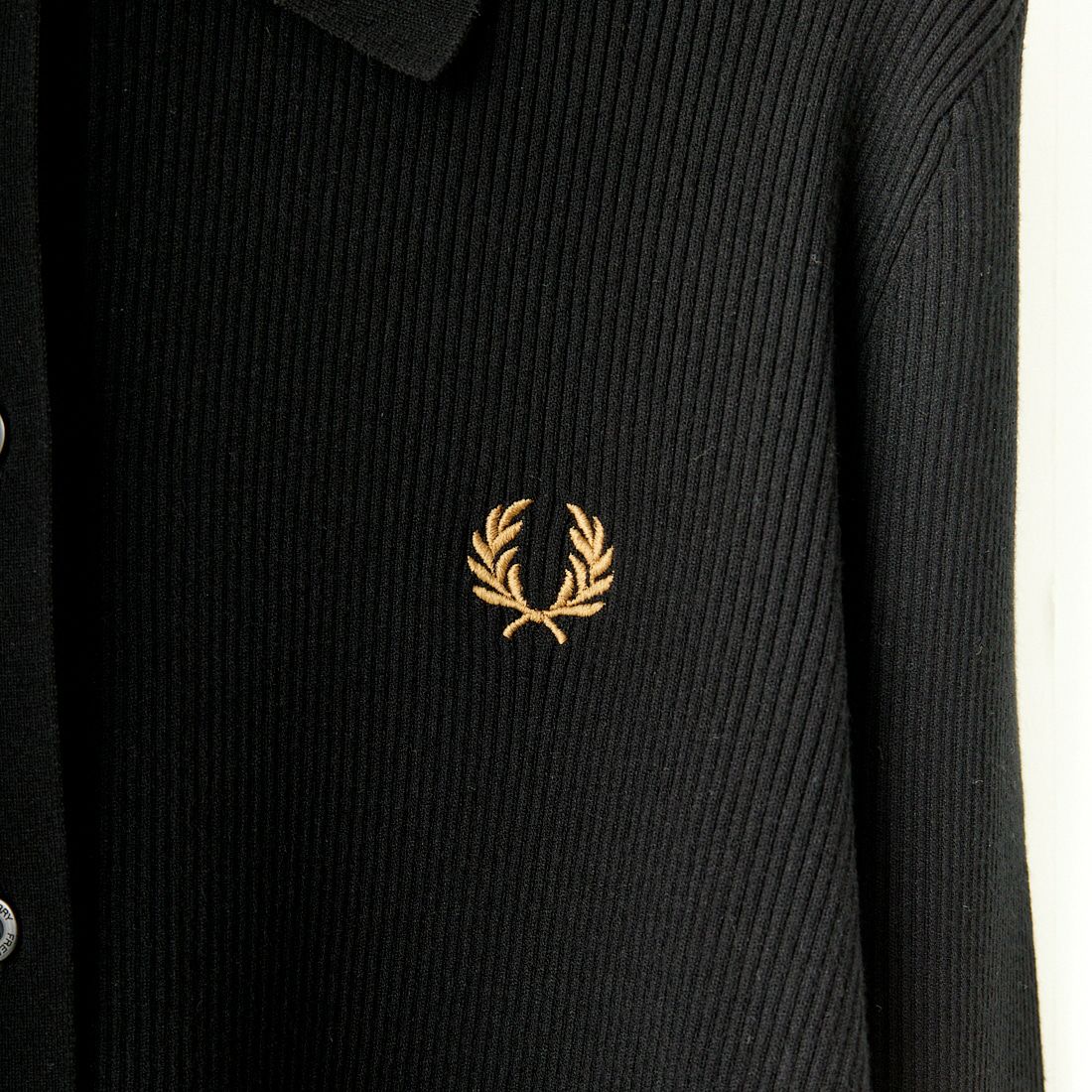 FRED PERRY [フレッドペリー] 別注 ワンポイントロゴ刺繍 リブニットポロシャツ [FPW-25A-009JF] BLK/SHADED