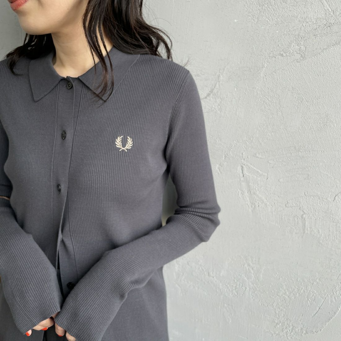 FRED PERRY [フレッドペリー] 別注 ワンポイントロゴ刺繍 リブニットポロシャツ [FPW-25A-009JF] ANCHOR/WAR