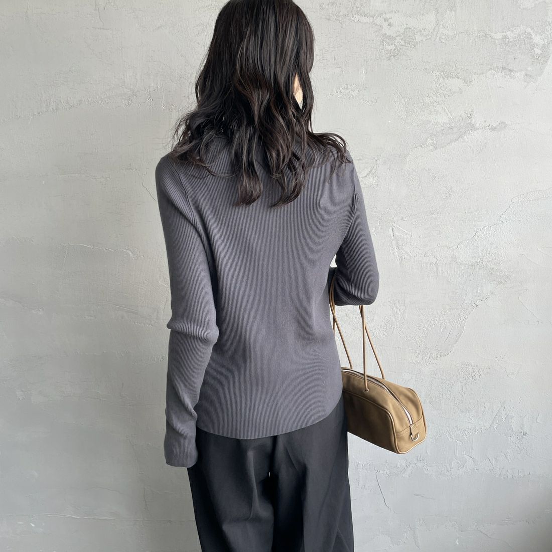 FRED PERRY [フレッドペリー] 別注 ワンポイントロゴ刺繍 リブニットポロシャツ [FPW-25A-009JF] ANCHOR/WAR &&モデル身長：160cm 着用サイズ：10&&