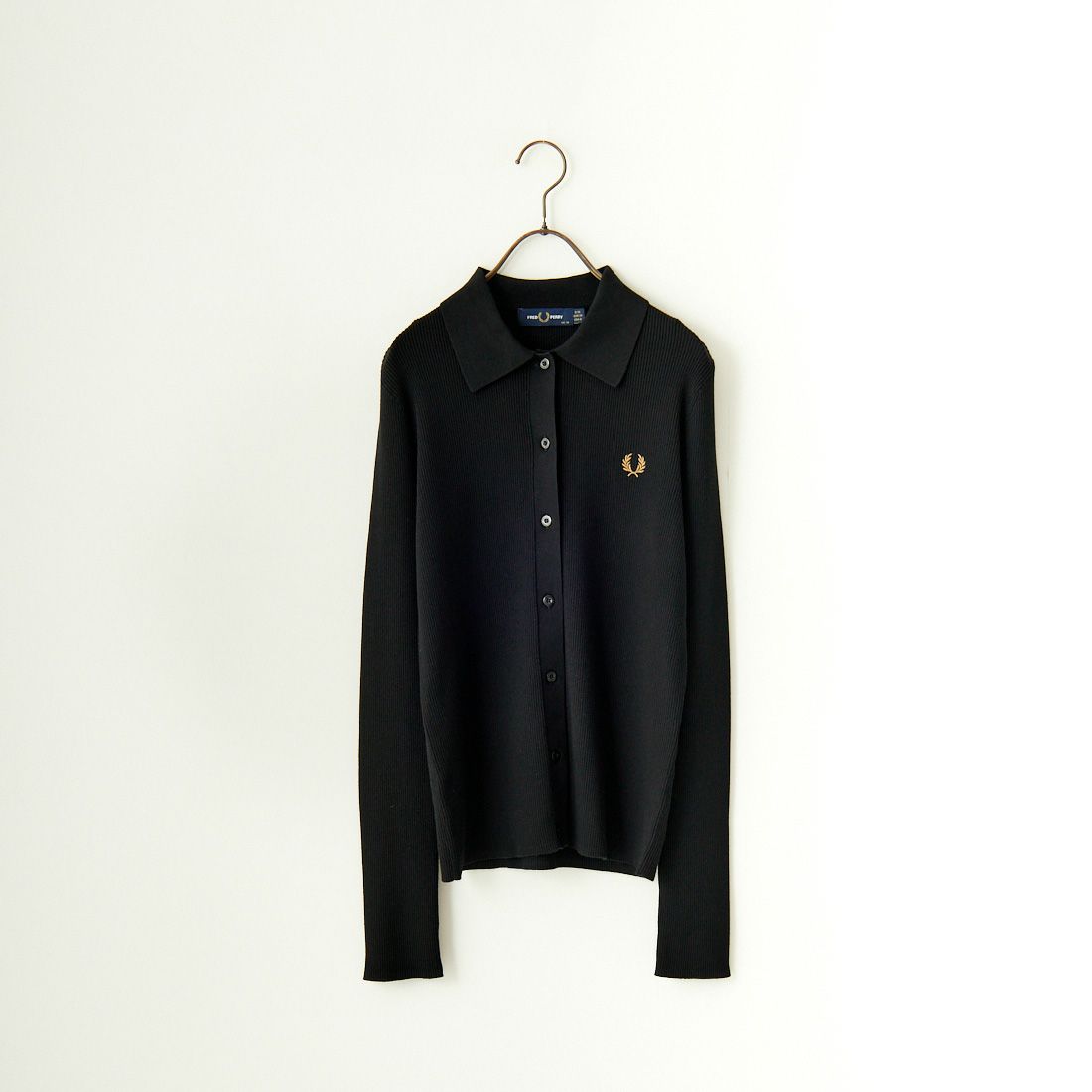 FRED PERRY [フレッドペリー] 別注 ワンポイントロゴ刺繍 リブニットポロシャツ [FPW-25A-009JF] BLK/SHADED