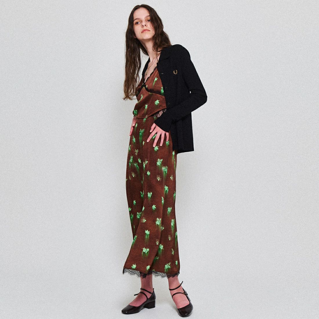 FRED PERRY [フレッドペリー] 別注 ワンポイントロゴ刺繍 リブニットポロシャツ [FPW-25A-009JF] BLK/SHADED