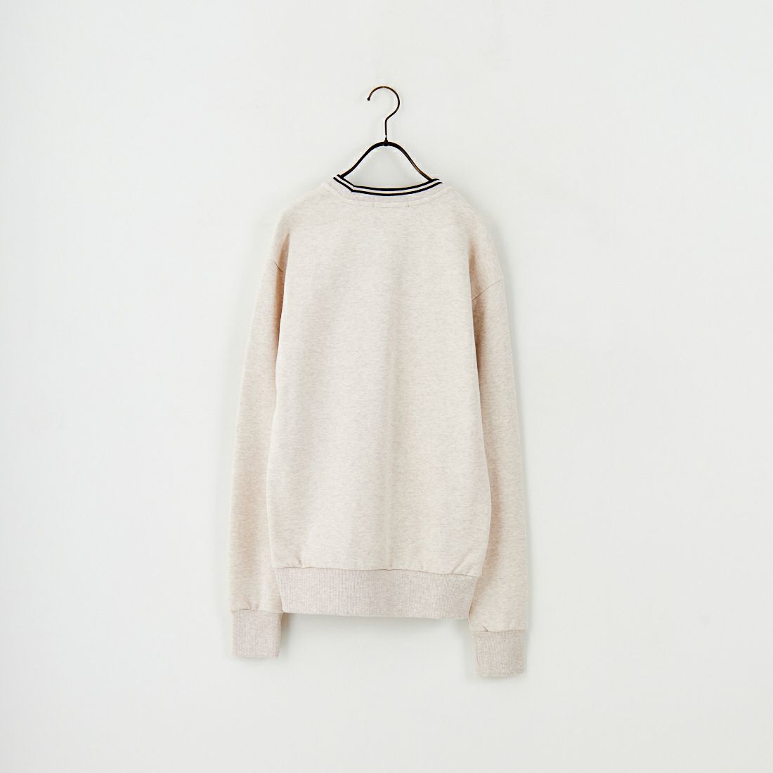 FRED PERRY [フレッドペリー] 別注 ツインティップライン ワンポイントロゴ刺繍クルーネックスウェット [FPM-25A-025JF] PORRIDGE M