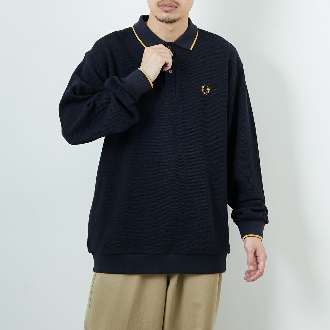 【予約商品】FRED PERRY [フレッドペリー] 別注 ワンポイントロゴ刺繍 ロングスリーブポロシャツ [FPM-25A-027JF]