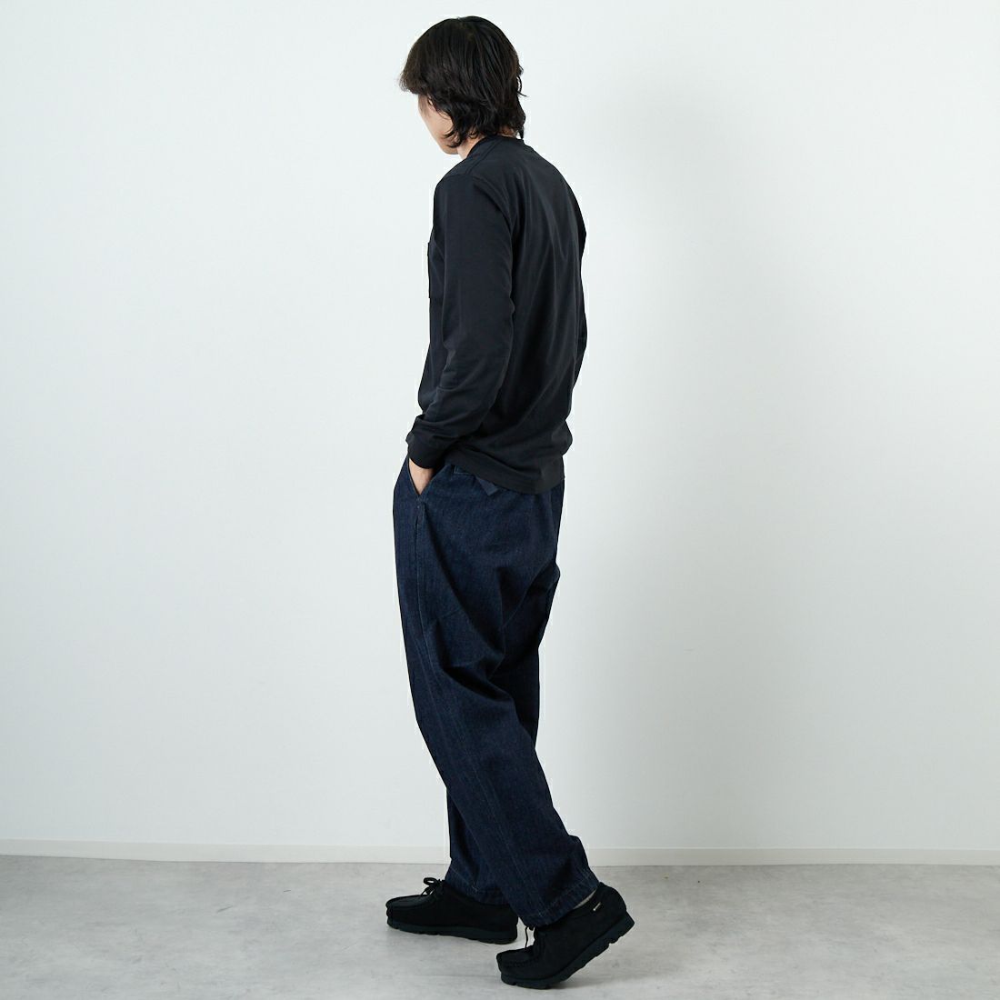 THE NORTH FACE [ザ ノースフェイス] ロングスリーブ フラッシュドライフラワーロゴTシャツ [NT82535] K &&モデル身長：179cm 着用サイズ：34&&