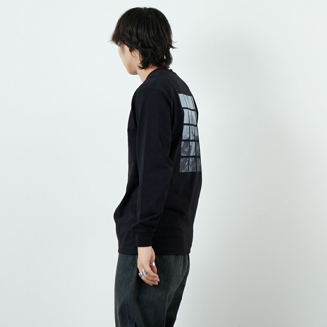 THE NORTH FACE [ザ ノースフェイス] ロングスリーブ ハーフドームウィンドウTシャツ [NT82546] K &&モデル身長：179cm 着用サイズ：M&&