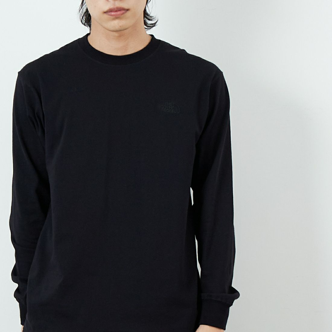 THE NORTH FACE [ザ ノースフェイス] ロングスリーブ ハーフドームウィンドウTシャツ [NT82546] K &&モデル身長：179cm 着用サイズ：M&&