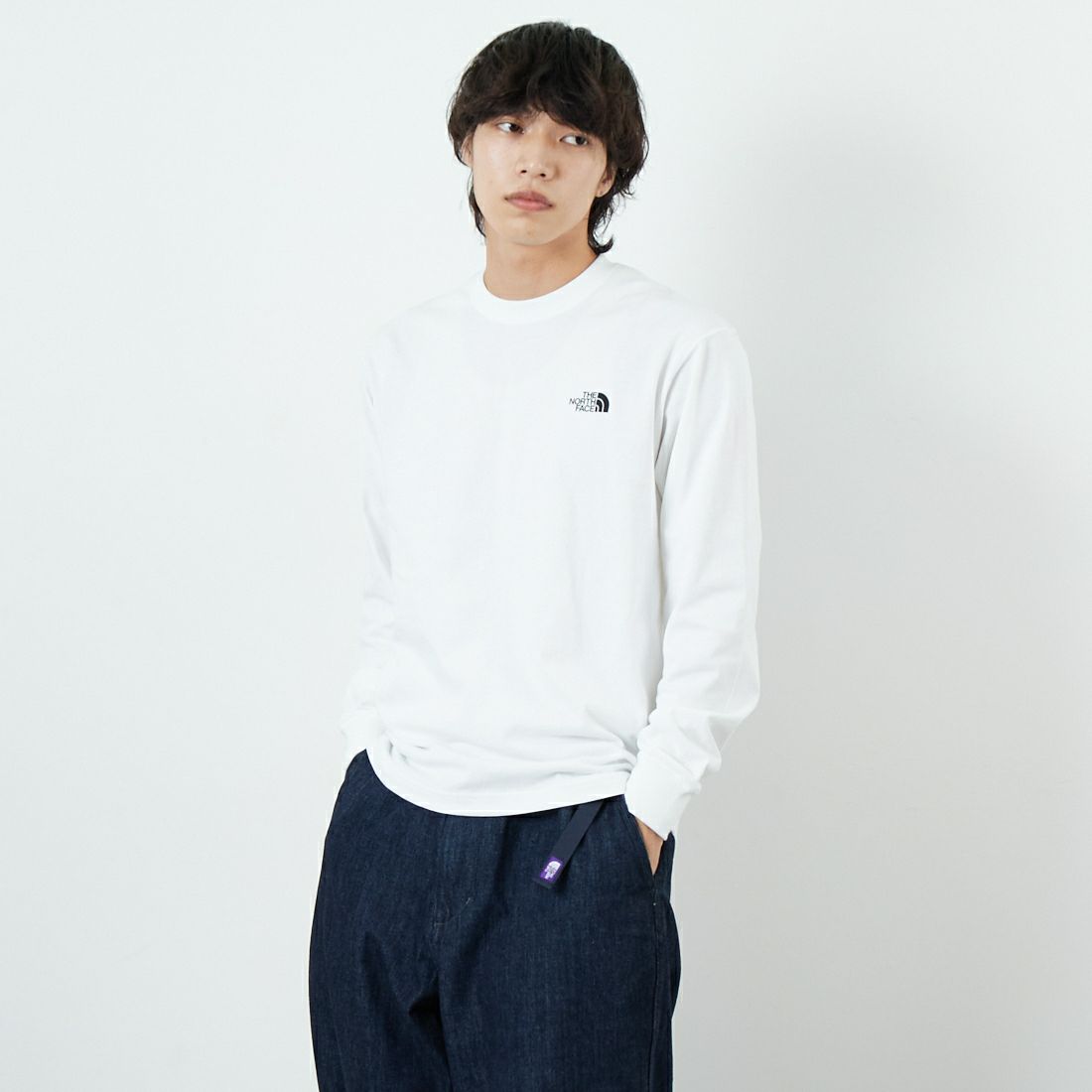 THE NORTH FACE [ザ ノースフェイス] ロングスリーブ スクエアデジタルグラフィックTシャツ [NT82545] W &&モデル身長：179cm 着用サイズ：M&&