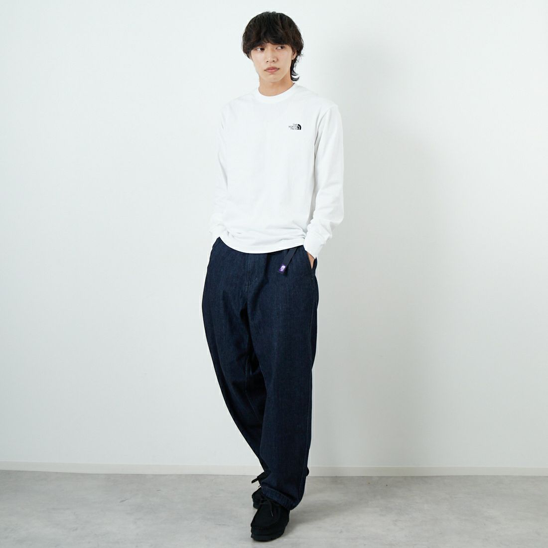 THE NORTH FACE [ザ ノースフェイス] ロングスリーブ スクエアデジタルグラフィックTシャツ [NT82545] W &&モデル身長：179cm 着用サイズ：M&&