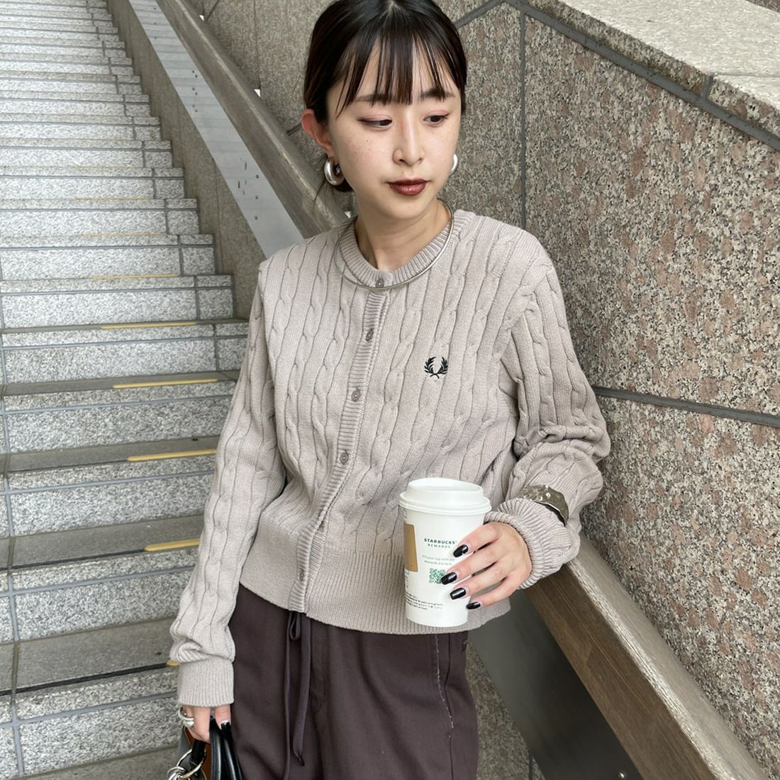 FRED PERRY [フレッドペリー] 別注 ケーブルニットカーディガン [FPW-25A-008JF]