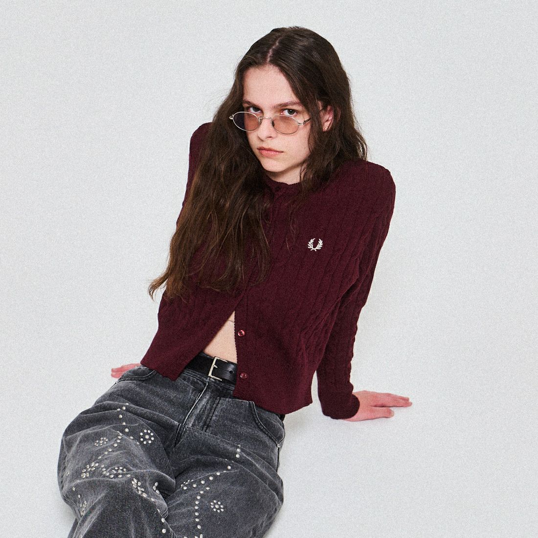 FRED PERRY [フレッドペリー] 別注 ケーブルニットカーディガン [FPW-25A-008JF] OXBLOOD/OA