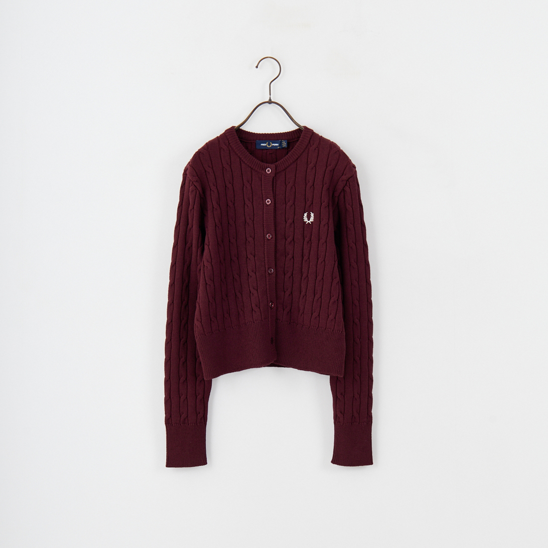 FRED PERRY [フレッドペリー] 別注 ケーブルニットカーディガン [FPW-25A-008JF] OXBLOOD/OA