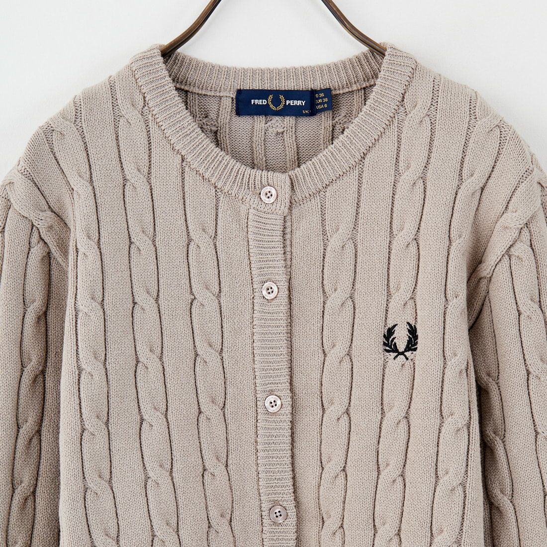 FRED PERRY [フレッドペリー] 別注 ケーブルニットカーディガン [FPW-25A-008JF] WARM/BLK