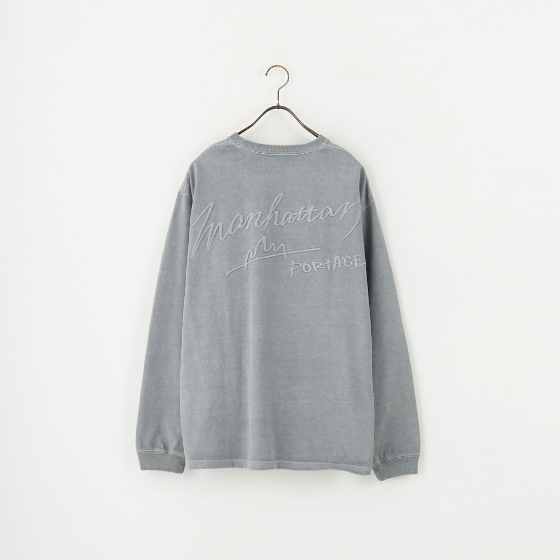 MANHATTAN PORTAGE [マンハッタンポーテージ] 別注 手書き風バックプリント ロングスリーブTシャツ [25FWMP-IN76-JF] GRAY
