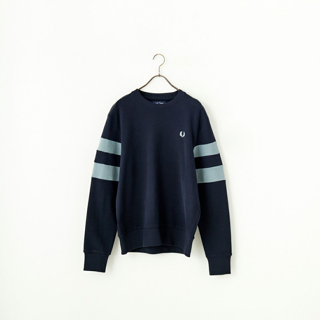 FRED PERRY [フレッドペリー] ピーチドティップドスリーブ クルーネックスウェット [M1731] 608 NAVY