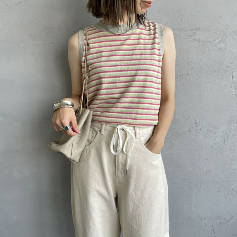 MEYAME [メヤメ] ボーダーコットンニットスリーブレスTシャツ [MEY