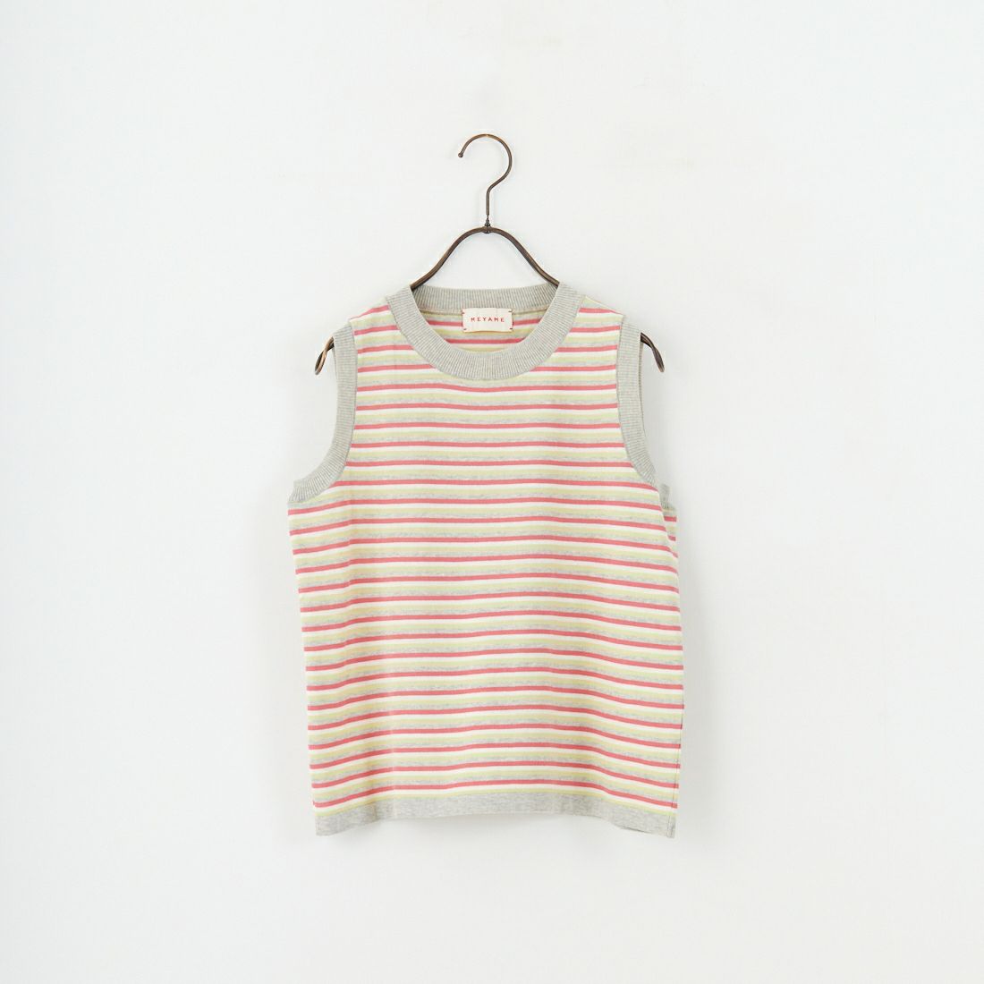 MEYAME [メヤメ] ボーダーコットンニットノースリーブトップス [MEY-2131] GREY