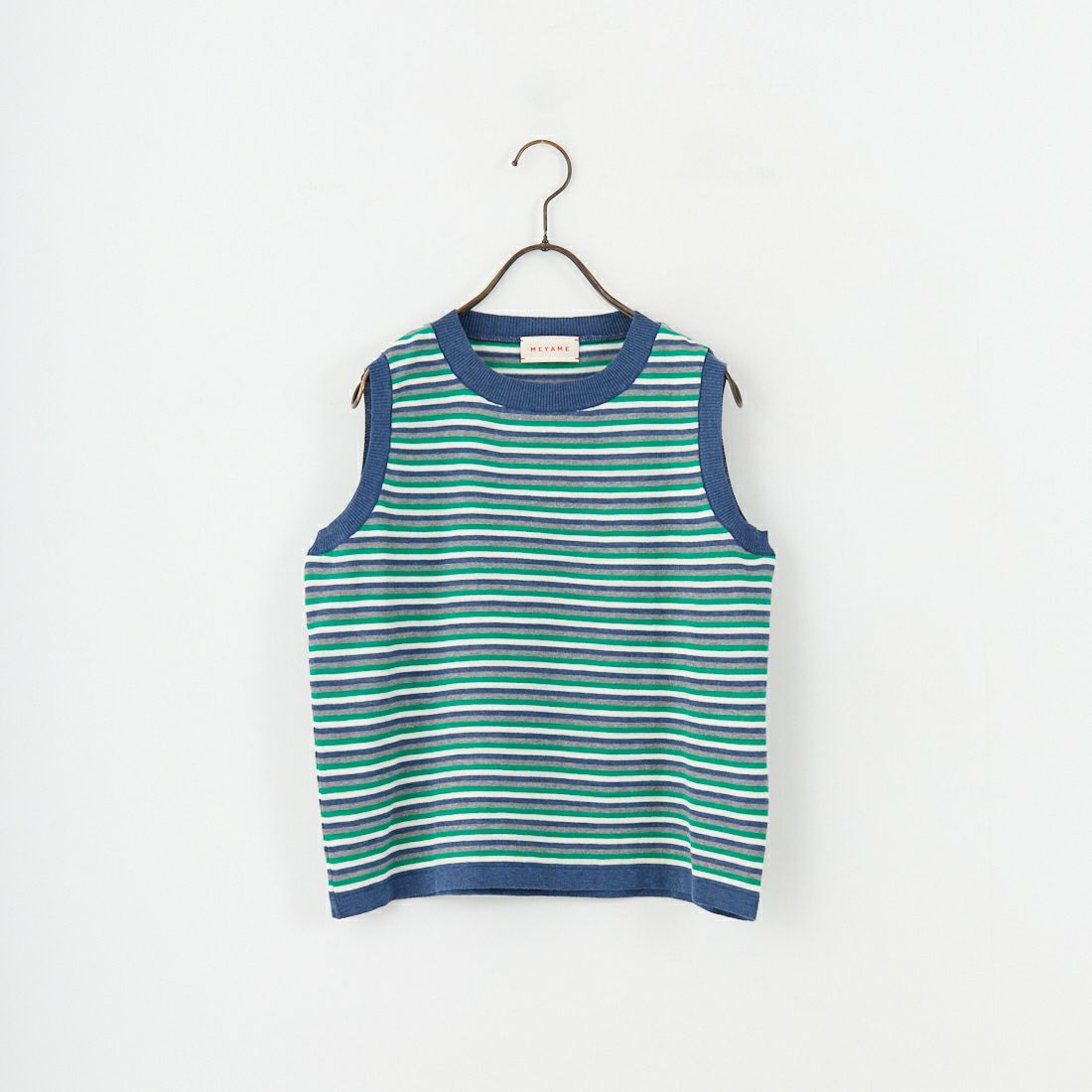 MEYAME [メヤメ] ボーダーコットンニットノースリーブトップス [MEY-2131] NAVY