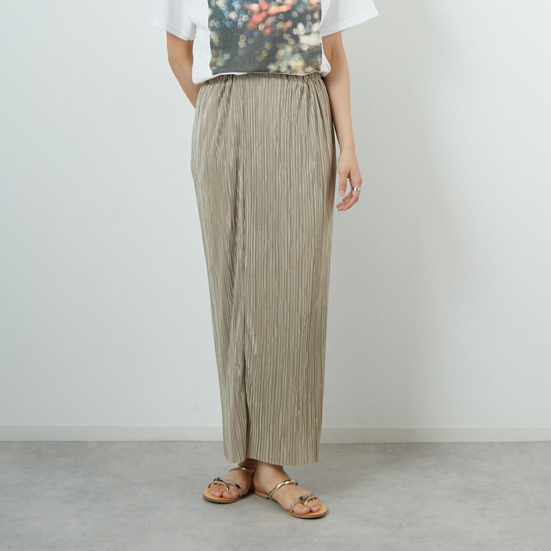 Jeans Factory Clothes [ジーンズファクトリークローズ] プリーツタイトスカート [55286580] ｶｰｷﾍﾞｰｼﾞｭ &&モデル身長：160cm 着用サイズ：2&&