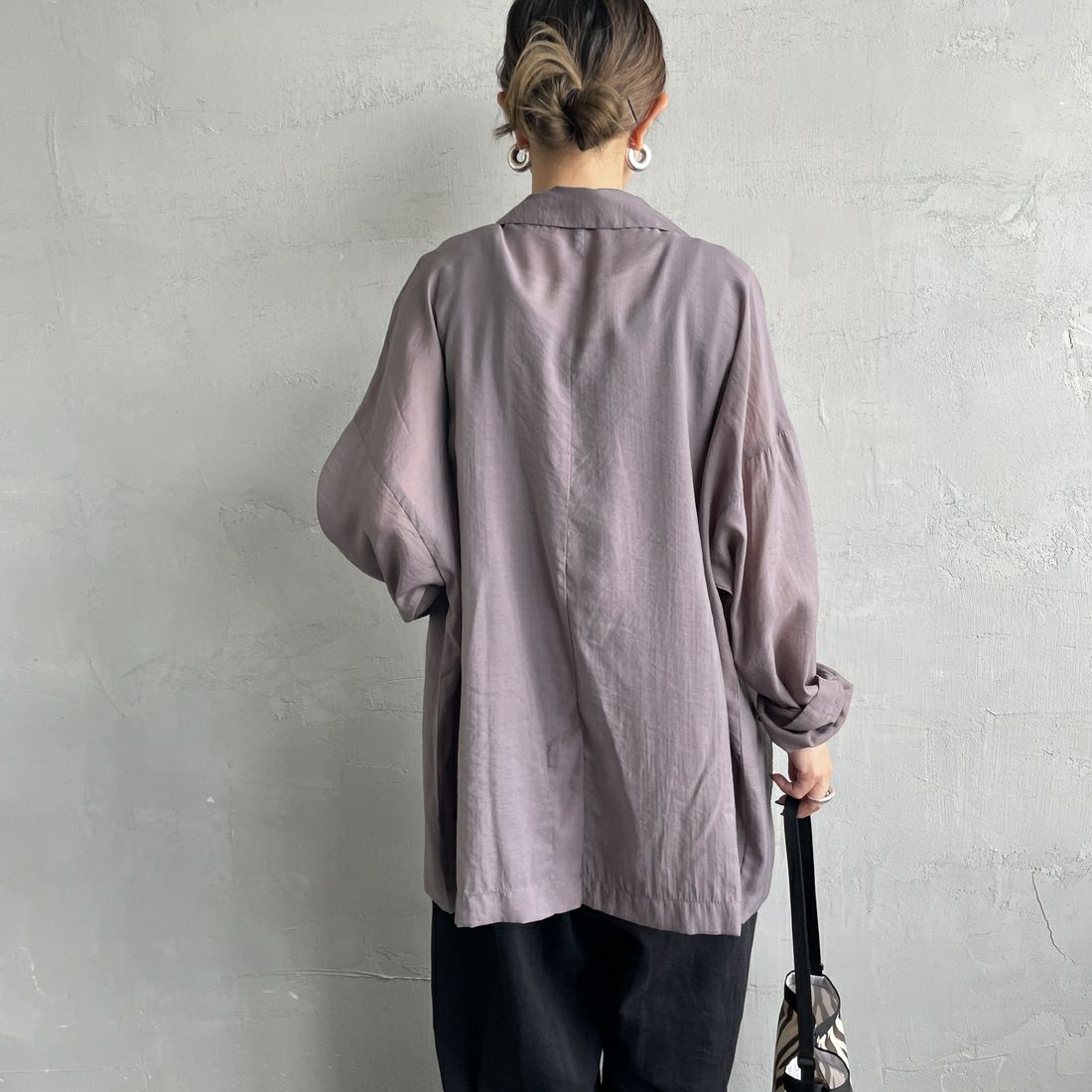 nenom [ネノム] シアーテーラードジャケット [NE25132082] 07 GRAY &&モデル身長：150cm 着用サイズ：F&&