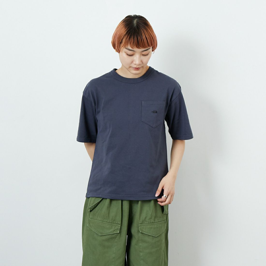 THE NORTH FACE PURPLE LABEL [ザ ノースフェイス パープルレーベル] 8オンスフィールドポケットTシャツ [N25FT064] AH ASPHALT &&モデル身長：160cm 着用サイズ：WS&&