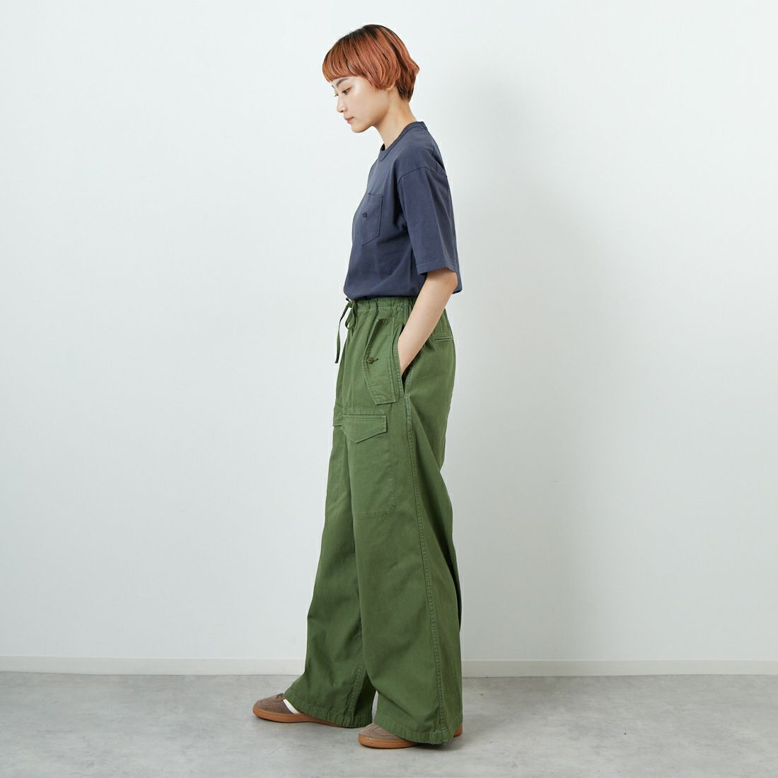 THE NORTH FACE PURPLE LABEL [ザ ノースフェイス パープルレーベル] 8オンスフィールドポケットTシャツ [N25FT064] AH ASPHALT &&モデル身長：160cm 着用サイズ：WS&&