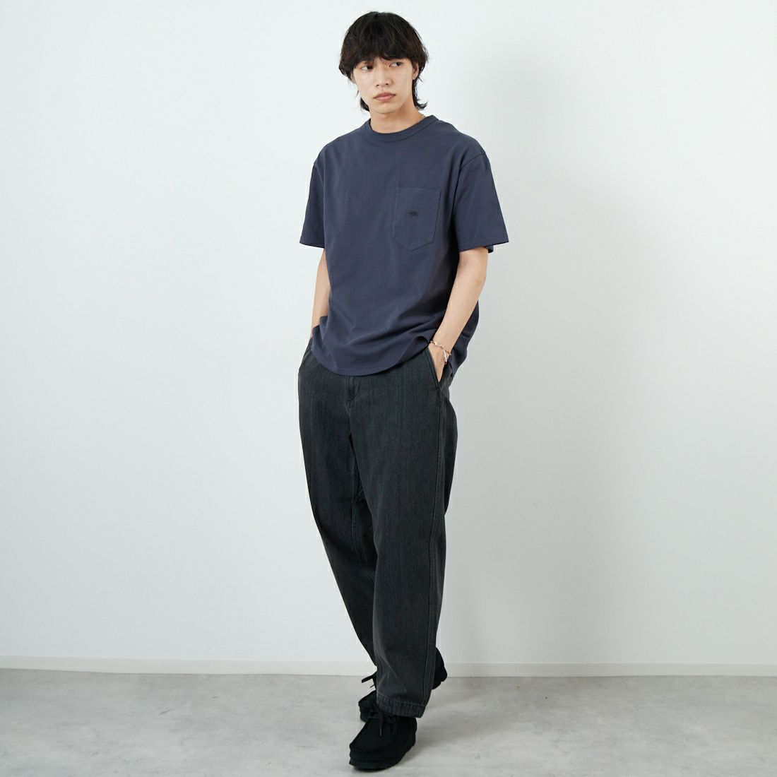 THE NORTH FACE PURPLE LABEL [ザ ノースフェイス パープルレーベル] 8オンスフィールドポケットTシャツ [N25FT064] AH ASPHALT &&モデル身長：179cm 着用サイズ：M&&