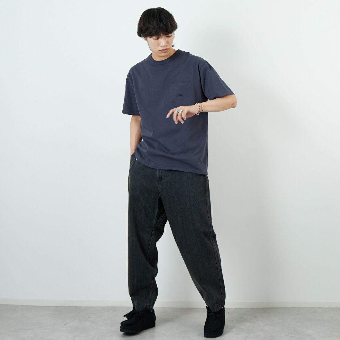 THE NORTH FACE PURPLE LABEL [ザ ノースフェイス パープルレーベル] 8オンスフィールドポケットTシャツ [N25FT064] AH ASPHALT &&モデル身長：179cm 着用サイズ：M&&