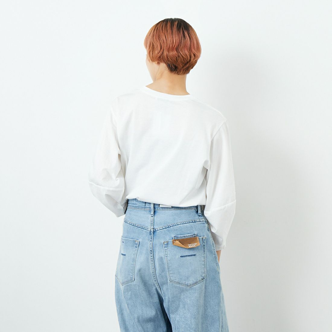 Jf Ready Made [ジェイエフレディメイド] シルケット天竺ボリュームスリーブTシャツ [3104110] 101 ﾎﾜｲﾄ &&モデル身長：160cm 着用サイズ：F&&