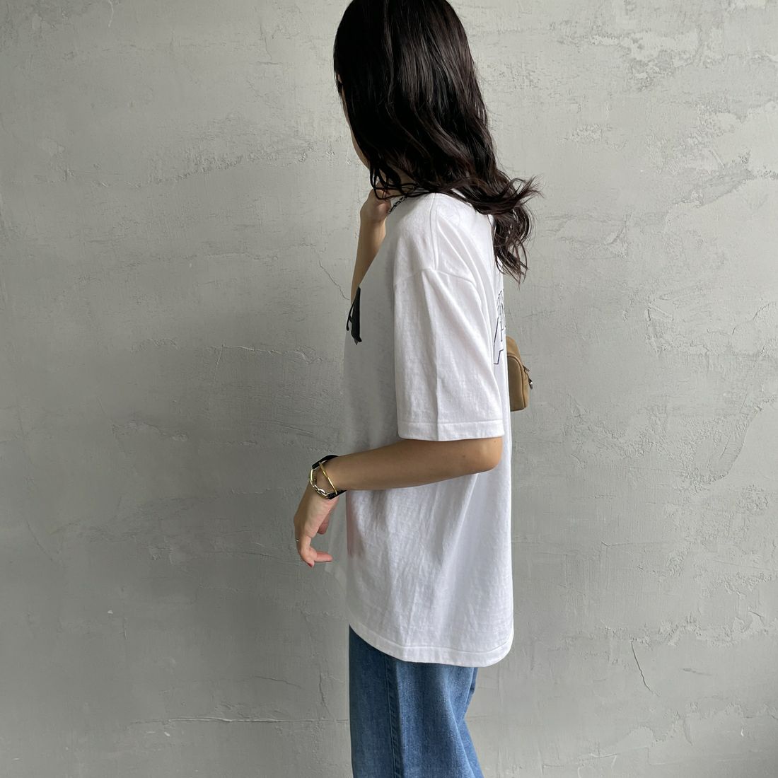 Americana [アメリカーナ] ラフィー丸胴 プリントTシャツ [BRF-750A-1] ﾎﾜｲﾄ &&モデル身長：160cm 着用サイズ：ONE SIZE&&