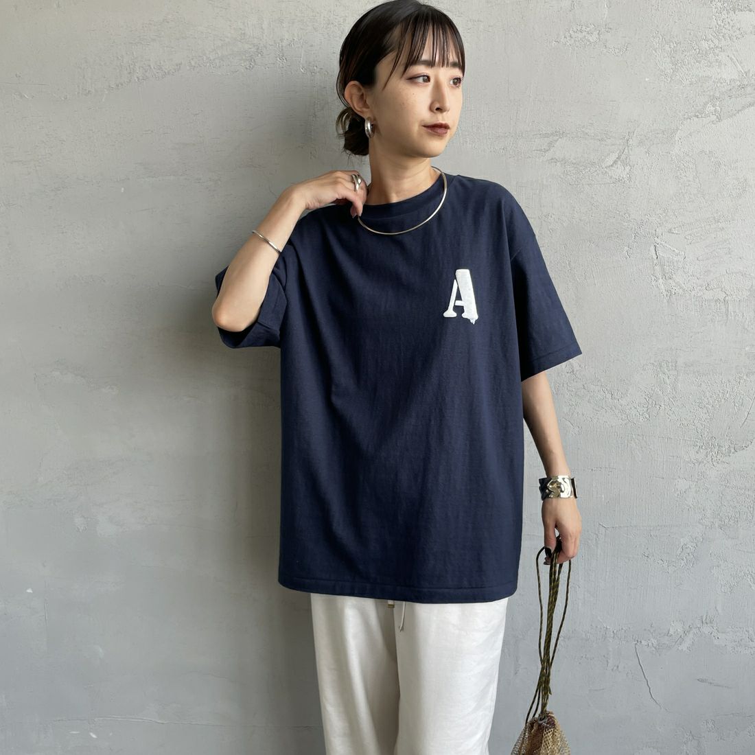 Americana [アメリカーナ] ラフィー丸胴 プリントTシャツ [BRF-750A-1] Dﾈｲﾋﾞｰ &&モデル身長：150cm 着用サイズ：ONE SIZE&&