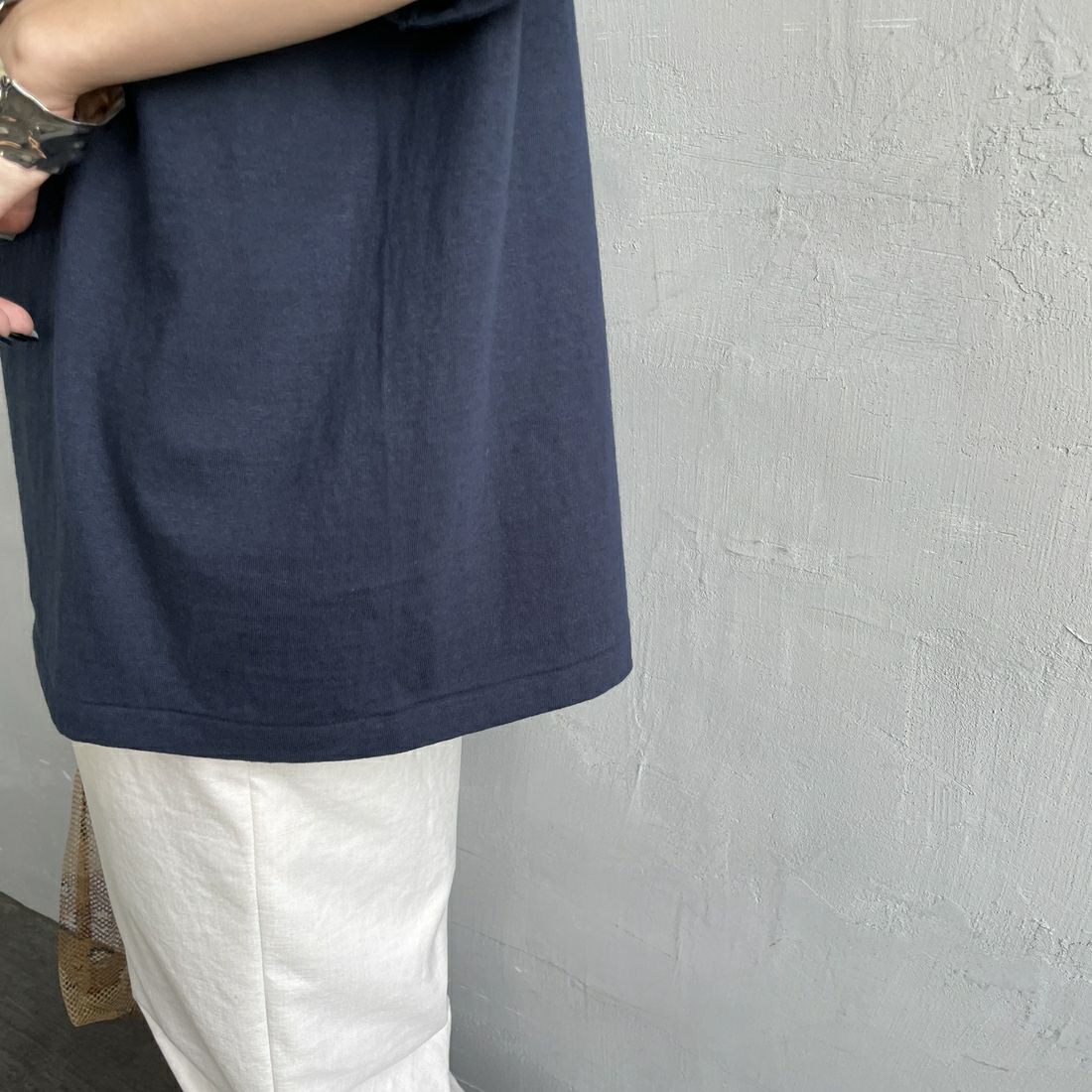 Americana [アメリカーナ] ラフィー丸胴 プリントTシャツ [BRF-750A-1] Dﾈｲﾋﾞｰ &&モデル身長：150cm 着用サイズ：ONE SIZE&&