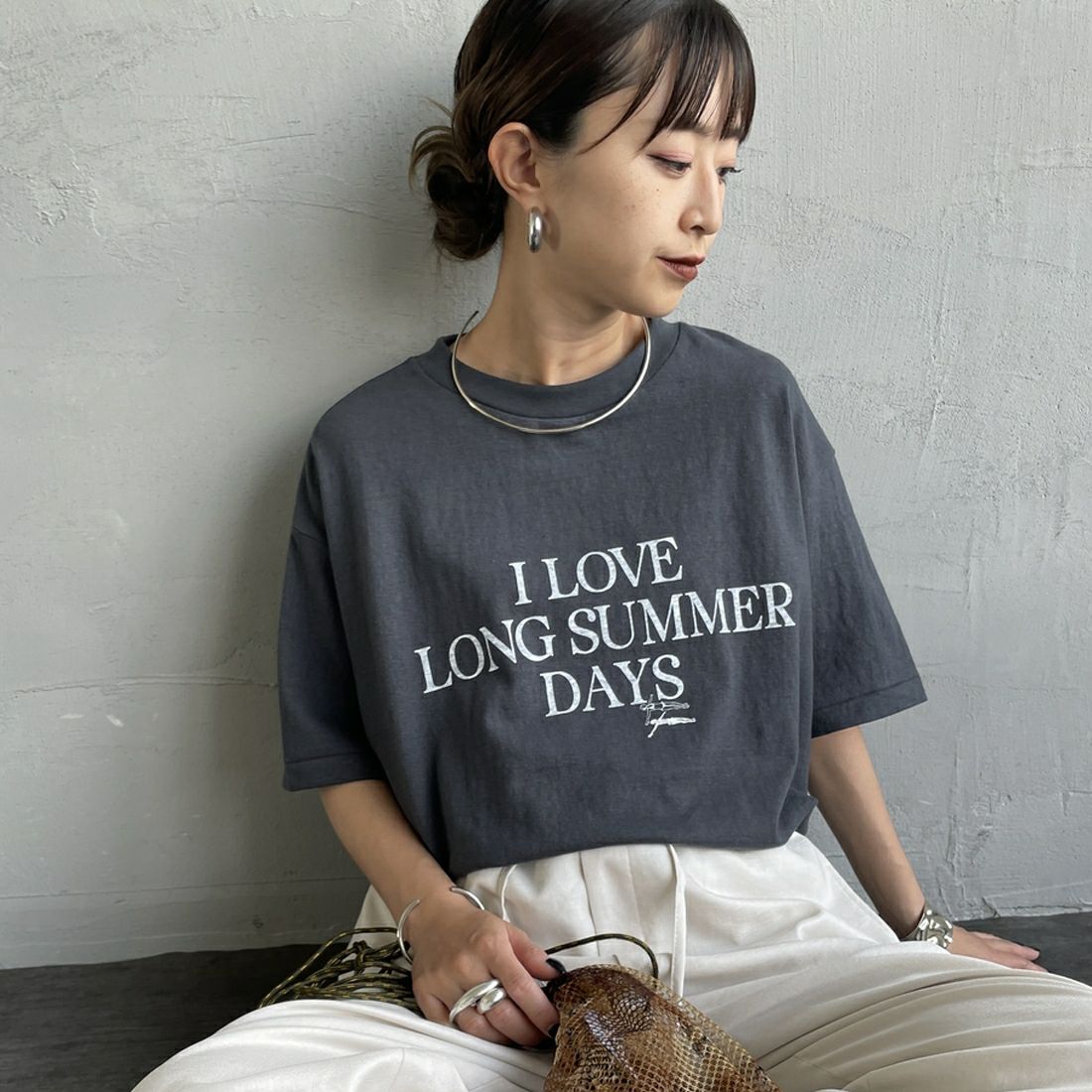 Americana [アメリカーナ] ラフィー丸胴 プリントTシャツ [BRF