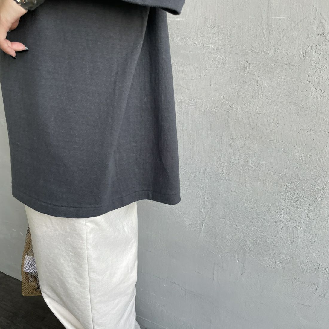 Americana [アメリカーナ] ラフィー丸胴 プリントTシャツ [BRF-750A-5] ｽﾐｸﾛ &&モデル身長：150cm 着用サイズ：ONE SIZE&&