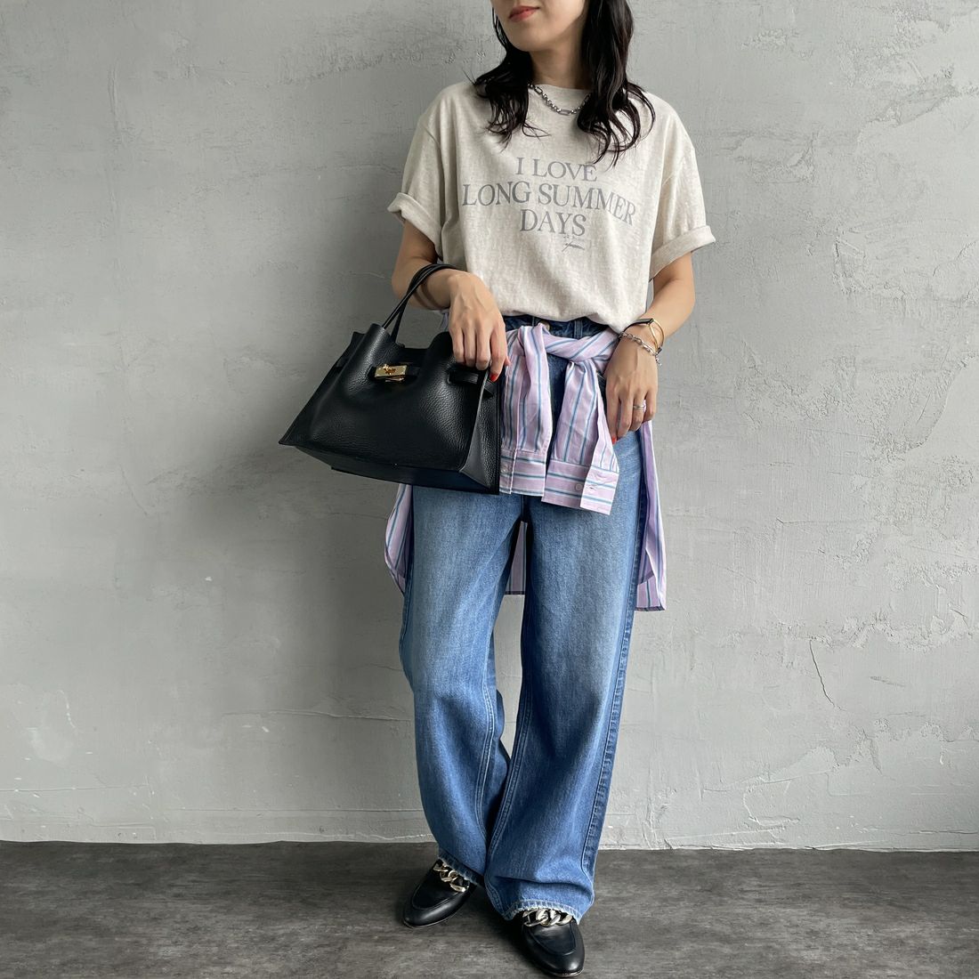 Americana [アメリカーナ] ラフィー丸胴 プリントTシャツ [BRF-750A-5] ｵｰﾄﾐｰﾙ &&モデル身長：160cm 着用サイズ：ONE SIZE&&