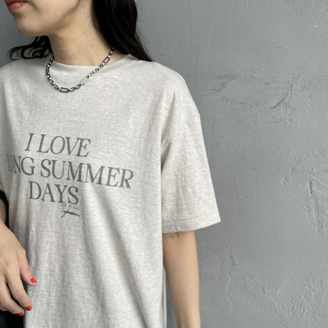 Americana [アメリカーナ] ラフィー丸胴 プリントTシャツ [BRF-750A-5] ｵｰﾄﾐｰﾙ &&モデル身長：160cm 着用サイズ：ONE SIZE&&