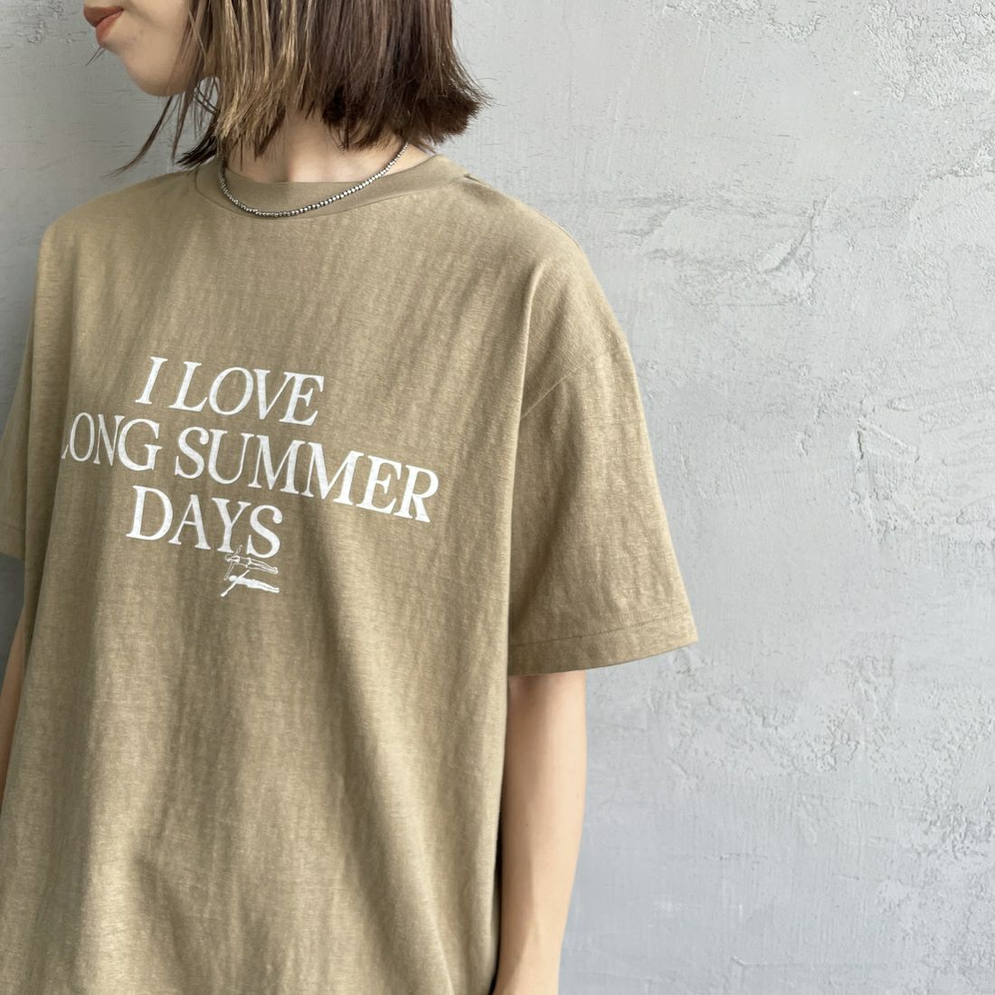Americana [アメリカーナ] ラフィー丸胴 プリントTシャツ [BRF-750A-5] ﾍﾞｰｼﾞｭ &&モデル身長：158cm 着用サイズ：ONE SIZE&&