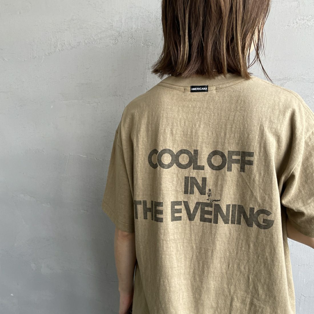 Americana [アメリカーナ] ラフィー丸胴 プリントTシャツ [BRF-750A-5] ﾍﾞｰｼﾞｭ &&モデル身長：158cm 着用サイズ：ONE SIZE&&