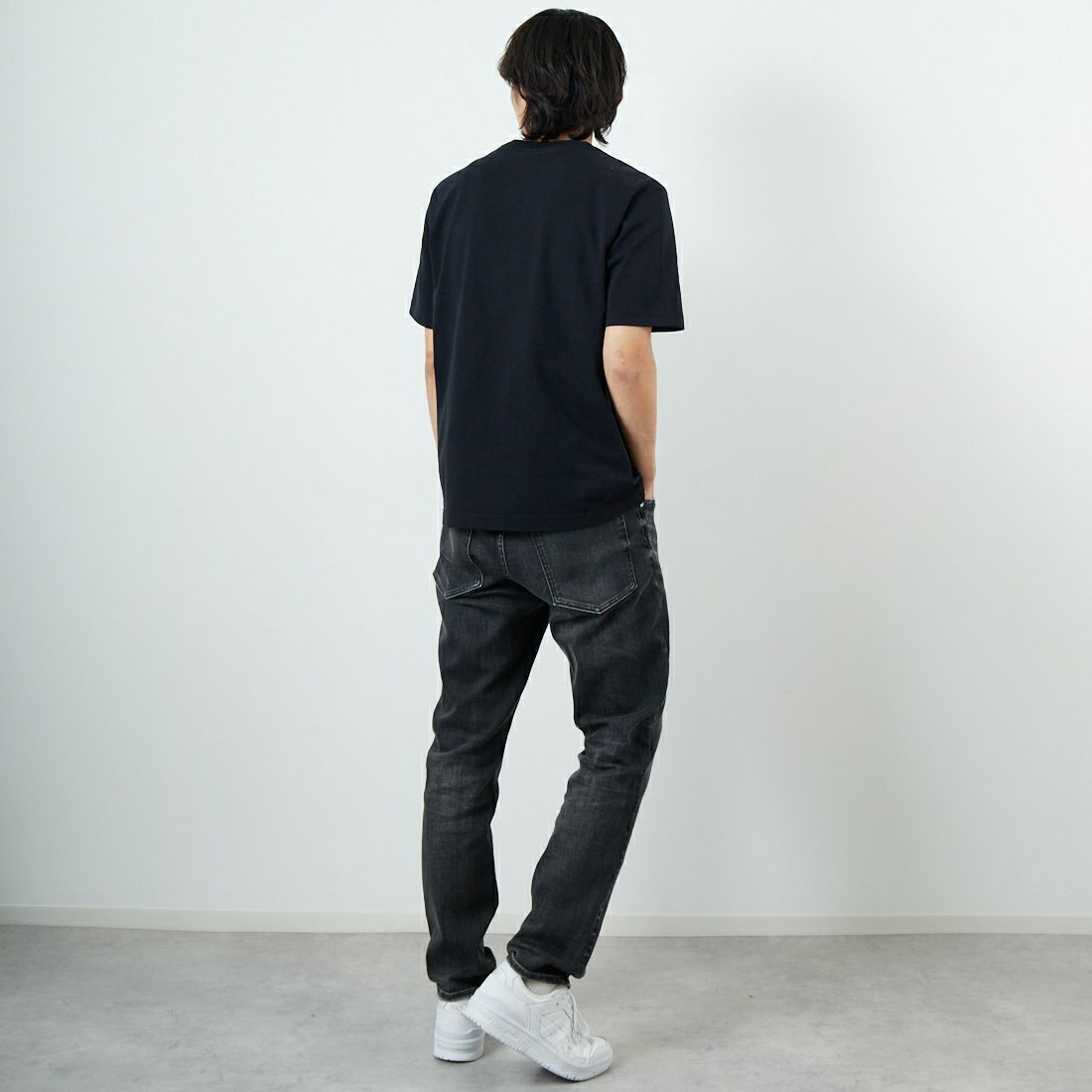 RED CARD TOKYO [レッドカード トーキョー] Rhythm+ イージースリムテーパードパンツ [47M93301BKU] BLACK USED &&モデル身長：179cm 着用サイズ：32&&